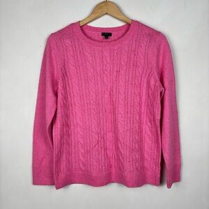 Talbots Women's Petite Large Pink Cable Knit Sweater NWT Crew Neck Pullover